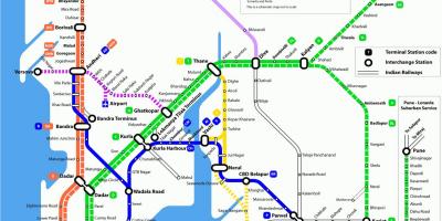 Ferrocarril mapa de Mumbai