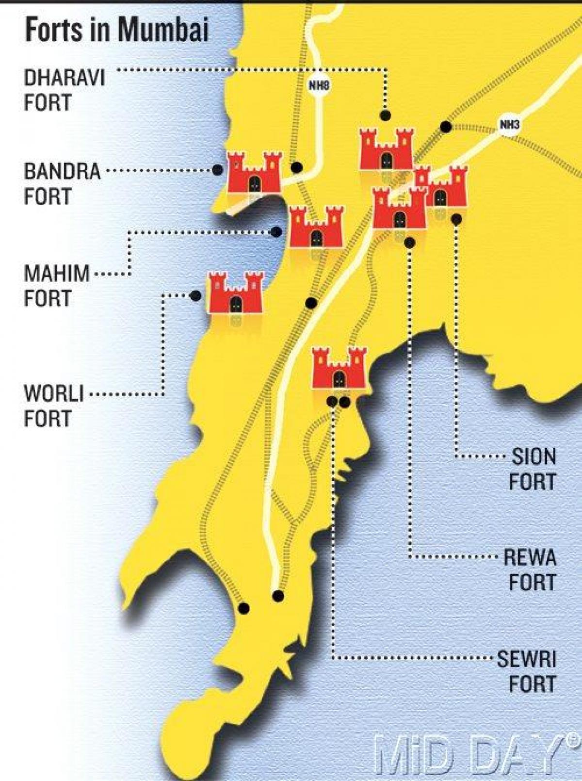 Mumbai fort área mapa