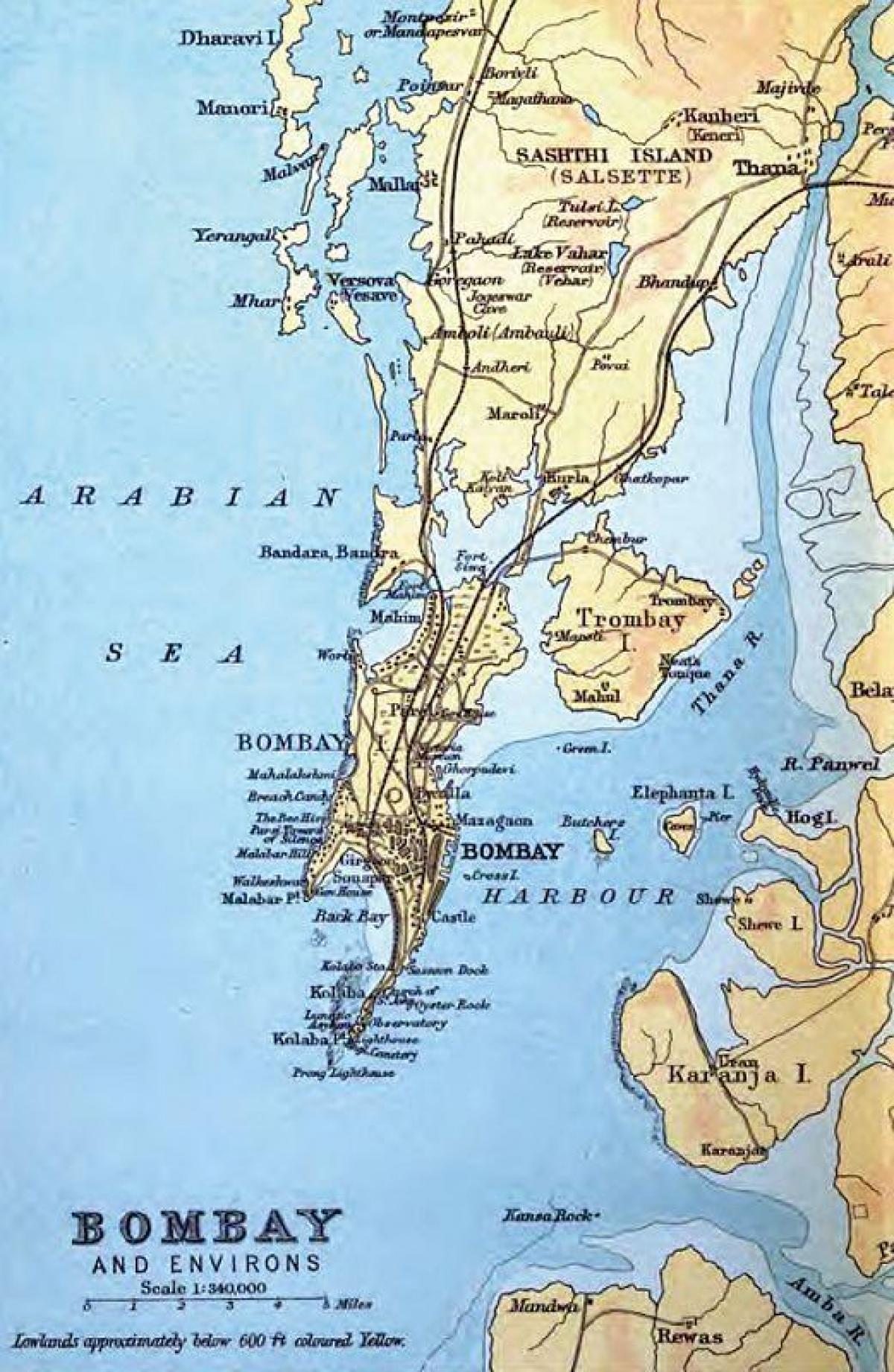 mapa antigo de Mumbai
