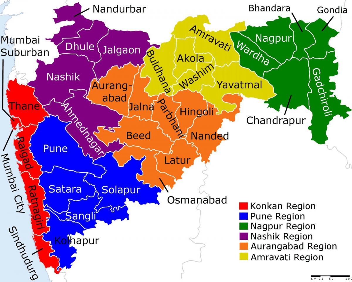 mapa de Mumbai, Maharashtra