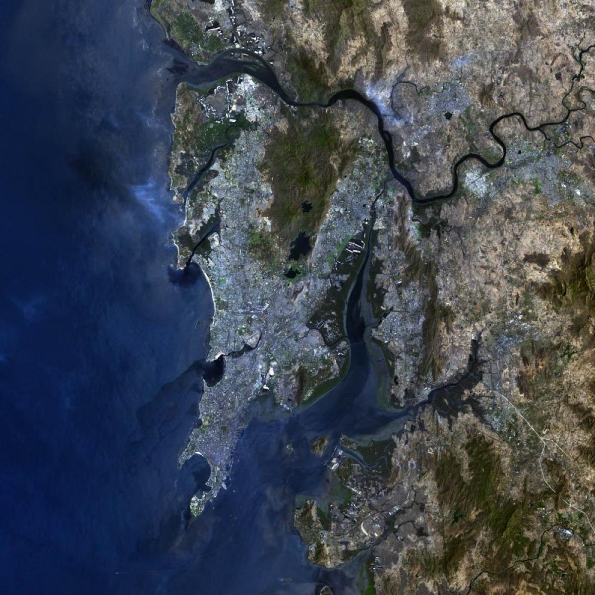 mapa de satélite de Mumbai