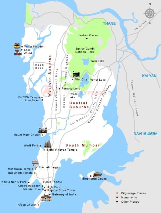 Mumbai cidade mapa turístico