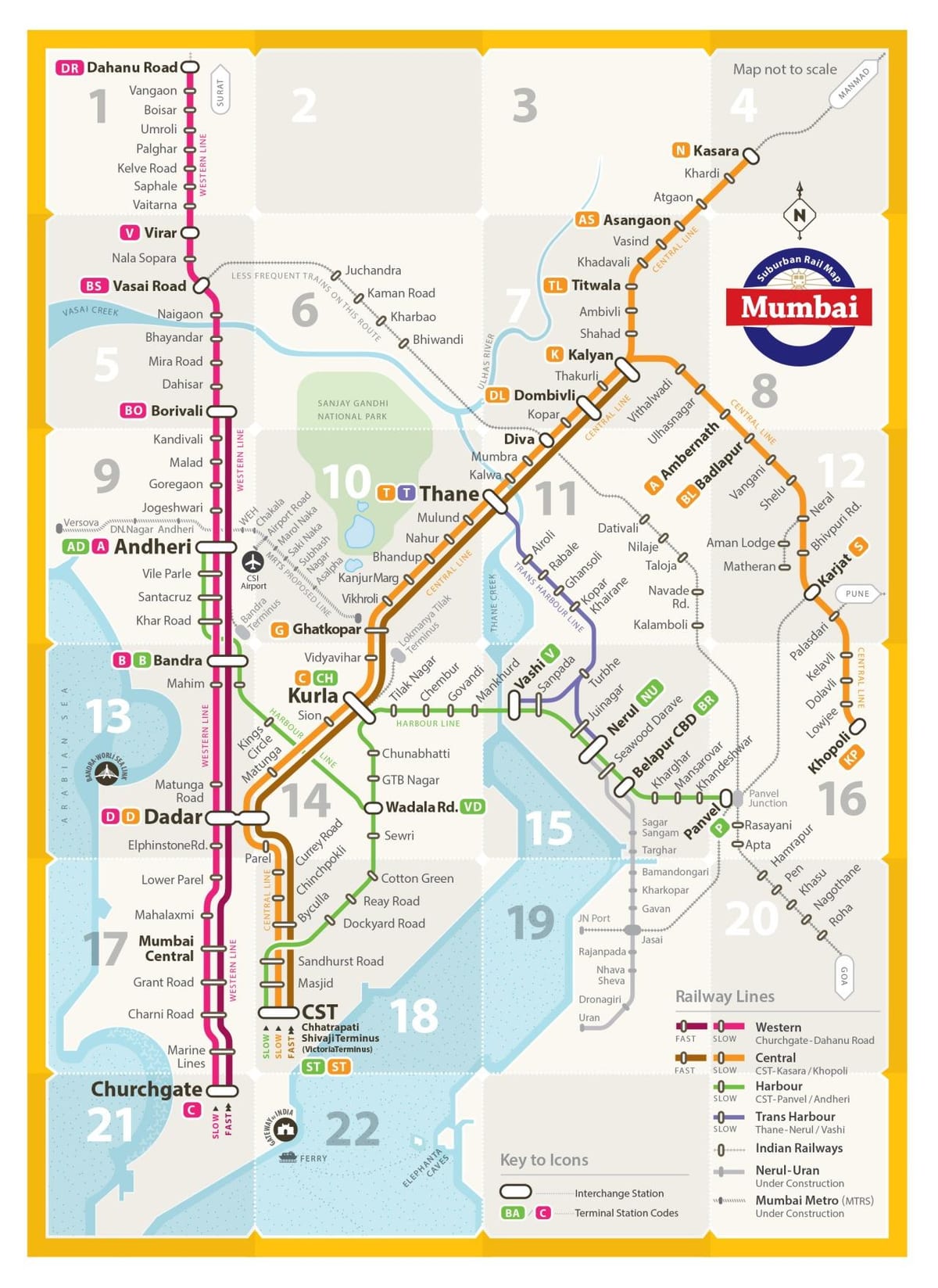 occidental liña no mapa de Mumbai