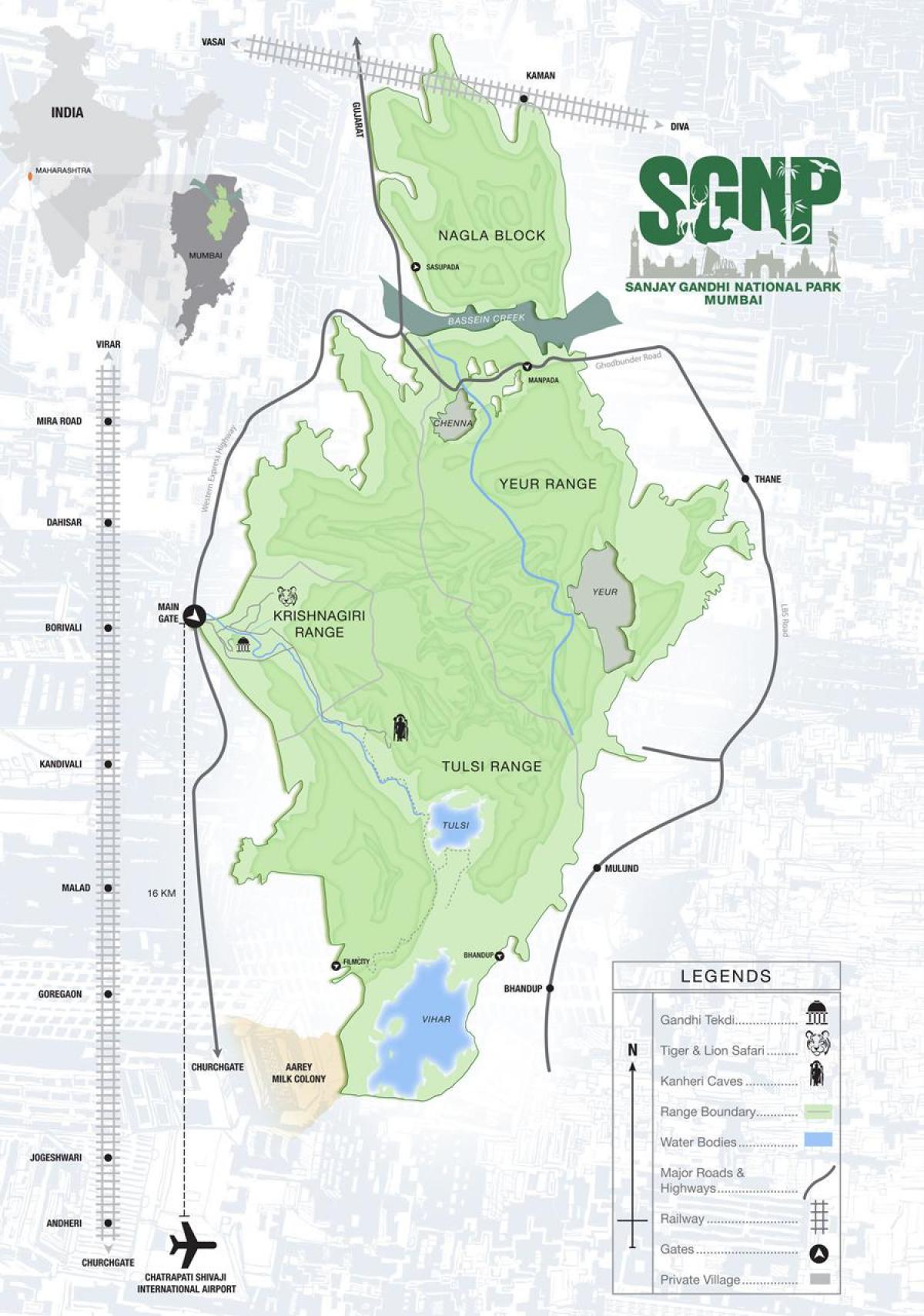 mapa de sanjay gandhi parque nacional