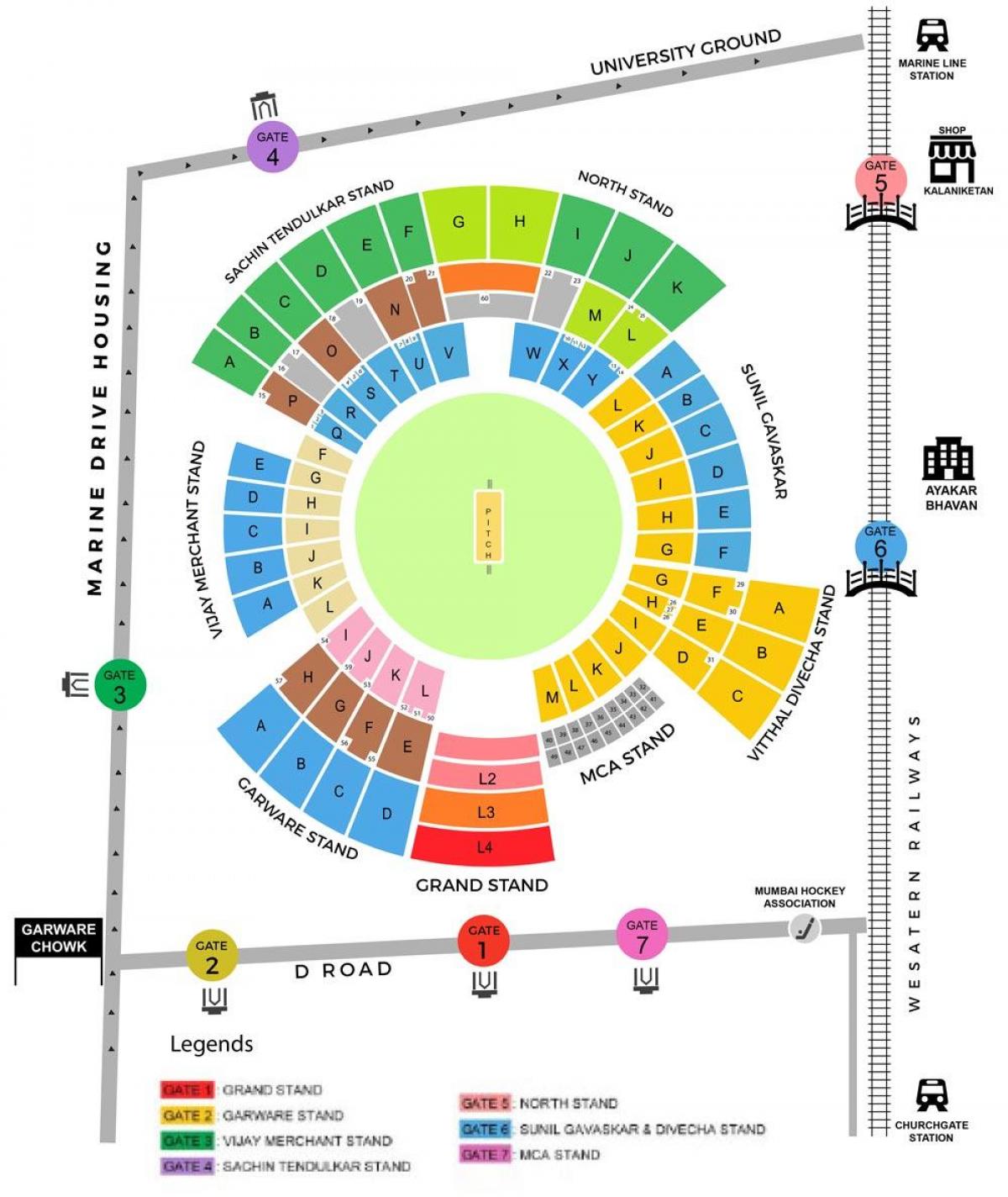 mapa de Wankhede estadio