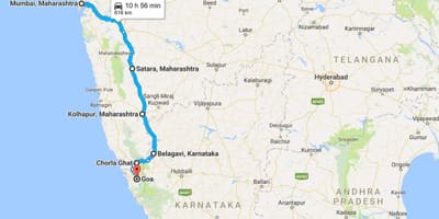 Mumbai para goa estrada mapa