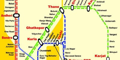 Mumbai liña central estacións mapa
