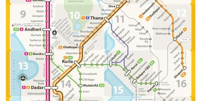 Occidental liña no mapa de Mumbai